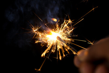 The burning sparklers diwali festival. Celebrating Diwali in india.