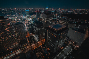Fototapeta na wymiar Tokyo city skyline at night as seen from the Tokyo Metropolitan Government Building, Shinjuku City.