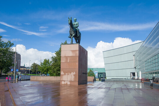 HELSINKI, FINLAND - SEPTEMBER 16, 2017: Monument to Karl Gustav Mannerheim on a sunny September day