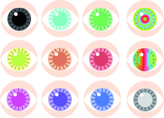 カラフル　アイ　イラスト12種類