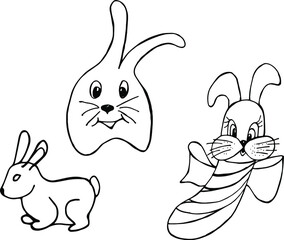 cute newborn rabbits, stylized, graphic image