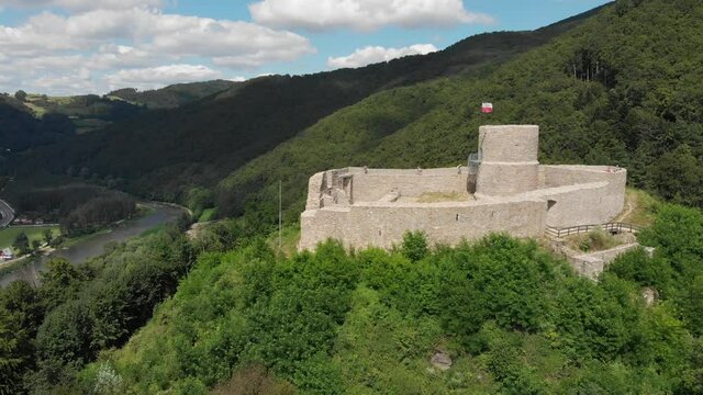 Medieval Castle In Beskid Sadecki near village Rytro in summer