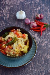 Ayam Balado, Indonesian food, cooked chicken in spicy chili sauce 
