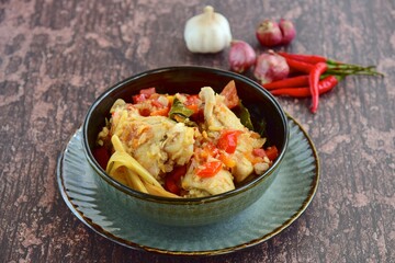 Ayam Balado, Indonesian food, cooked chicken in spicy chili sauce 