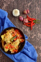 Ayam Balado, Indonesian food, cooked chicken in spicy chili sauce 