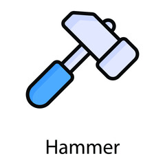 hammer color line vector icon