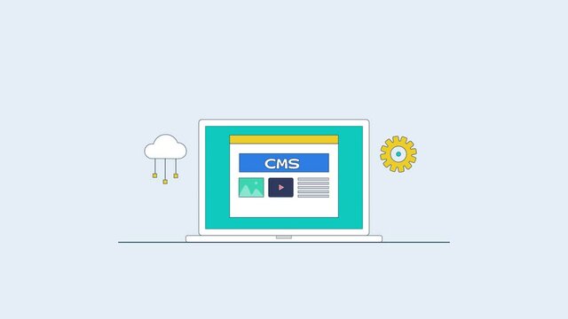 Cms business solution technology, content management system, cloud application. 2d animation video.