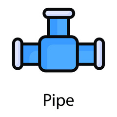 pipe joint color line vector icon, 