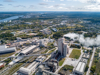 Cement plant, aerial view.