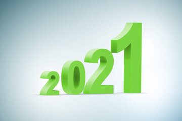 Concept of year 2021 with numbers - 3d rendering
