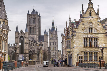 Fototapeta premium view of historic center of Ghent, Belgium