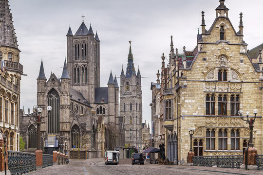 view of historic center of Ghent, Belgium