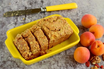 Apricot walnut goji berry oat loaf cake. 