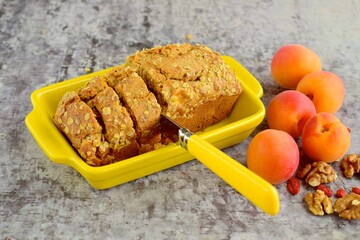 Apricot walnut goji berry oat loaf cake. 