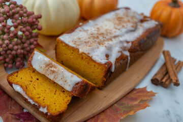 One loaf of home made pumpkin bread