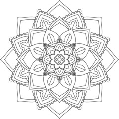 Easy Mandala coloring book simple and basic for beginners, seniors and children. Set of Mehndi flower pattern for Henna drawing and tattoo. Decoration in ethnic oriental, Indian style.