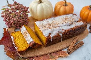 One loaf of home made pumpkin bread