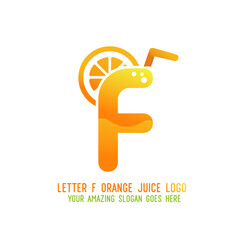 Letter F Orange Juice Logo Template Design Vector Illustration on White Background - Fresh Drink and Beverage Logo for Company - Cafe and Restaurant
