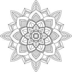 Easy Mandala coloring book simple and basic for beginners, seniors and children. Set of Mehndi flower pattern for Henna drawing and tattoo. Decoration in ethnic oriental, Indian style.
