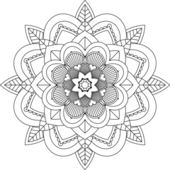 Easy Mandala coloring book simple and basic for beginners, seniors and children. Set of Mehndi flower pattern for Henna drawing and tattoo. Decoration in ethnic oriental, Indian style.