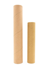 Long Kraft Empty Paper Tube Closeup On White Background