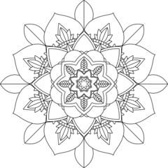 Easy Mandala coloring book simple and basic for beginners, seniors and children. Set of Mehndi flower pattern for Henna drawing and tattoo. Decoration in ethnic oriental, Indian style.