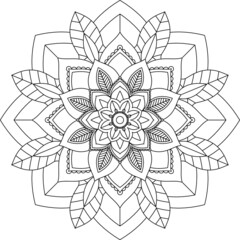 Easy Mandala coloring book simple and basic for beginners, seniors and children. Set of Mehndi flower pattern for Henna drawing and tattoo. Decoration in ethnic oriental, Indian style.