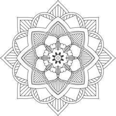 Easy Mandala coloring book simple and basic for beginners, seniors and children. Set of Mehndi flower pattern for Henna drawing and tattoo. Decoration in ethnic oriental, Indian style.
