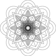 Easy Mandala coloring book simple and basic for beginners, seniors and children. Set of Mehndi flower pattern for Henna drawing and tattoo. Decoration in ethnic oriental, Indian style.
