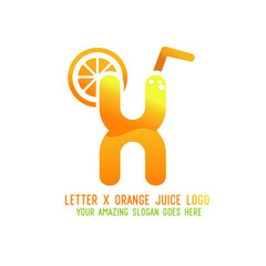 Letter X Orange Juice Logo Template Design Vector Illustration on White Background - Fresh Drink and Beverage Logo for Company - Cafe and Restaurant

