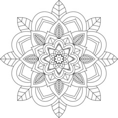 Easy Mandala coloring book simple and basic for beginners, seniors and children. Set of Mehndi flower pattern for Henna drawing and tattoo. Decoration in ethnic oriental, Indian style.