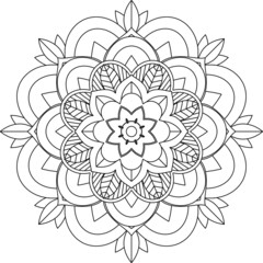 Easy Mandala coloring book simple and basic for beginners, seniors and children. Set of Mehndi flower pattern for Henna drawing and tattoo. Decoration in ethnic oriental, Indian style.