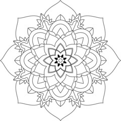 Easy Mandala coloring book simple and basic for beginners, seniors and children. Set of Mehndi flower pattern for Henna drawing and tattoo. Decoration in ethnic oriental, Indian style.