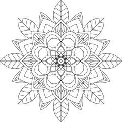 Easy Mandala coloring book simple and basic for beginners, seniors and children. Set of Mehndi flower pattern for Henna drawing and tattoo. Decoration in ethnic oriental, Indian style.