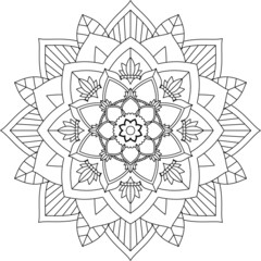 Easy Mandala coloring book simple and basic for beginners, seniors and children. Set of Mehndi flower pattern for Henna drawing and tattoo. Decoration in ethnic oriental, Indian style.