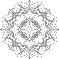 Easy Mandala coloring book simple and basic for beginners, seniors and children. Set of Mehndi flower pattern for Henna drawing and tattoo. Decoration in ethnic oriental, Indian style.