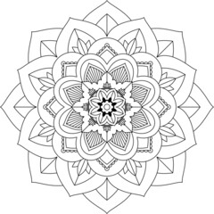 Easy Mandala coloring book simple and basic for beginners, seniors and children. Set of Mehndi flower pattern for Henna drawing and tattoo. Decoration in ethnic oriental, Indian style.