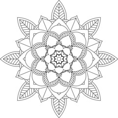 Easy Mandala coloring book simple and basic for beginners, seniors and children. Set of Mehndi flower pattern for Henna drawing and tattoo. Decoration in ethnic oriental, Indian style.