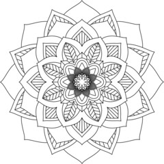 Easy Mandala coloring book simple and basic for beginners, seniors and children. Set of Mehndi flower pattern for Henna drawing and tattoo. Decoration in ethnic oriental, Indian style.