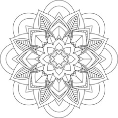 Easy Mandala coloring book simple and basic for beginners, seniors and children. Set of Mehndi flower pattern for Henna drawing and tattoo. Decoration in ethnic oriental, Indian style.