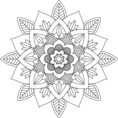Easy Mandala coloring book simple and basic for beginners, seniors and children. Set of Mehndi flower pattern for Henna drawing and tattoo. Decoration in ethnic oriental, Indian style.