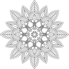 Easy Mandala coloring book simple and basic for beginners, seniors and children. Set of Mehndi flower pattern for Henna drawing and tattoo. Decoration in ethnic oriental, Indian style.