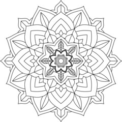 Easy Mandala coloring book simple and basic for beginners, seniors and children. Set of Mehndi flower pattern for Henna drawing and tattoo. Decoration in ethnic oriental, Indian style.