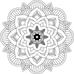 Easy Mandala coloring book simple and basic for beginners, seniors and children. Set of Mehndi flower pattern for Henna drawing and tattoo. Decoration in ethnic oriental, Indian style.