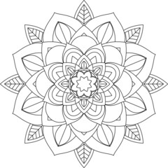 Easy Mandala coloring book simple and basic for beginners, seniors and children. Set of Mehndi flower pattern for Henna drawing and tattoo. Decoration in ethnic oriental, Indian style.