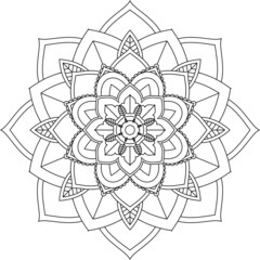Easy Mandala coloring book simple and basic for beginners, seniors and children. Set of Mehndi flower pattern for Henna drawing and tattoo. Decoration in ethnic oriental, Indian style.