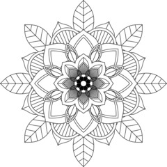 Easy Mandala coloring book simple and basic for beginners, seniors and children. Set of Mehndi flower pattern for Henna drawing and tattoo. Decoration in ethnic oriental, Indian style.