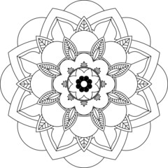 Easy Mandala coloring book simple and basic for beginners, seniors and children. Set of Mehndi flower pattern for Henna drawing and tattoo. Decoration in ethnic oriental, Indian style.