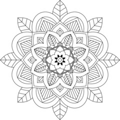 Easy Mandala coloring book simple and basic for beginners, seniors and children. Set of Mehndi flower pattern for Henna drawing and tattoo. Decoration in ethnic oriental, Indian style.