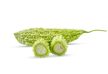 fresh momordica charantia on a white background,isolated